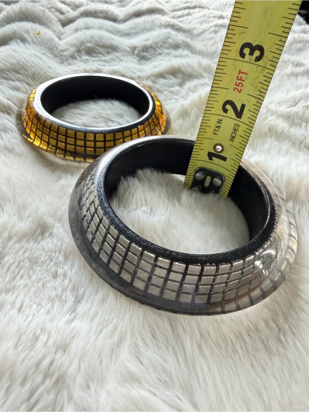 Statement Mosaic Bangle Set Gold Silver Resin Wide Bracelets Retro Y2K - Picture 7 of 8